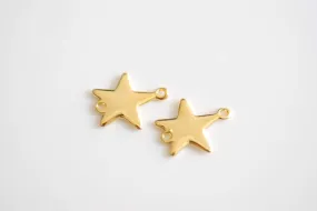 2 pc Shiny Vermeil Gold Star Charm Connector-18k gold plated over sterling silver, Gold Blank Stars Connector, Stamping Stars Link Charm, Tag