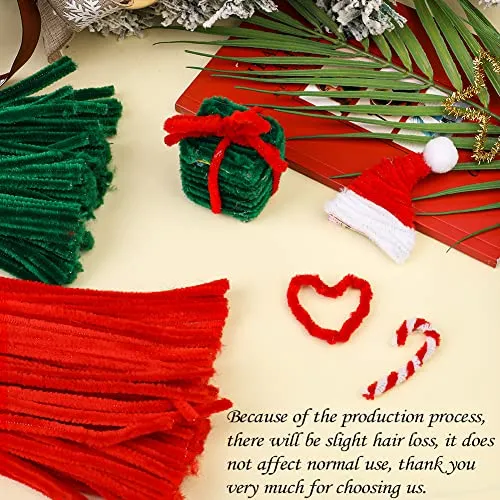 200 Pieces Christmas Pipe Cleaners, Craft Pipe Cleaners, Pipe Cleaners Chenille Stem, Pipe Cleaners Bulk,Art Pipe Cleaners for Creative Christmas Decoration Supplies Arts and Crafts Project