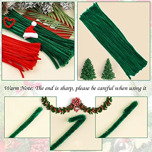 200 Pieces Christmas Pipe Cleaners, Craft Pipe Cleaners, Pipe Cleaners Chenille Stem, Pipe Cleaners Bulk,Art Pipe Cleaners for Creative Christmas Decoration Supplies Arts and Crafts Project