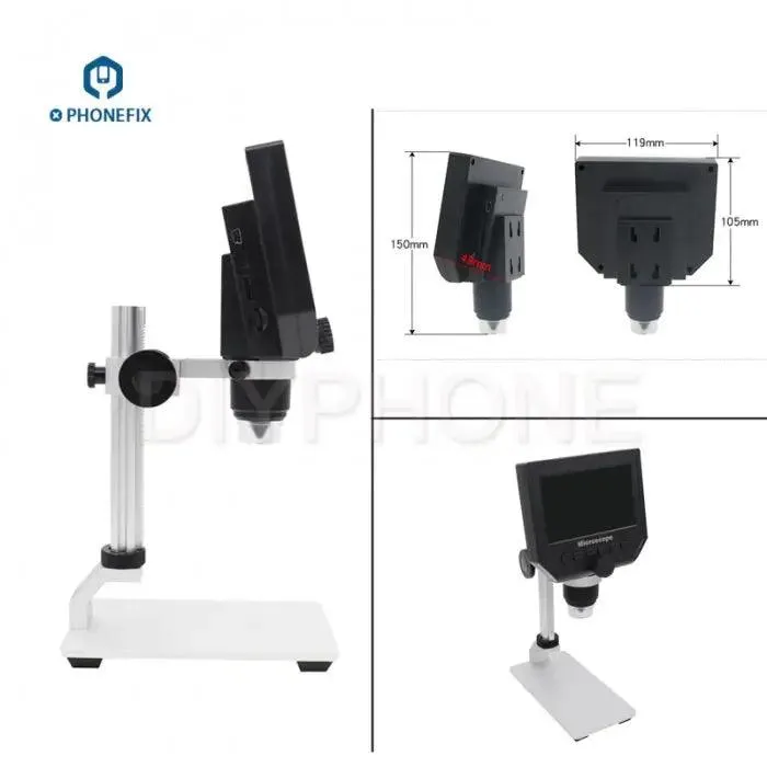 3.6MP 600X HD Digital Electronic Microscope with 4.3" LCD Display