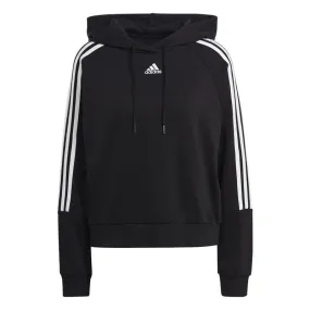 adidas Essentials 3 Stripes Cropped Hoodie - Womens - Black