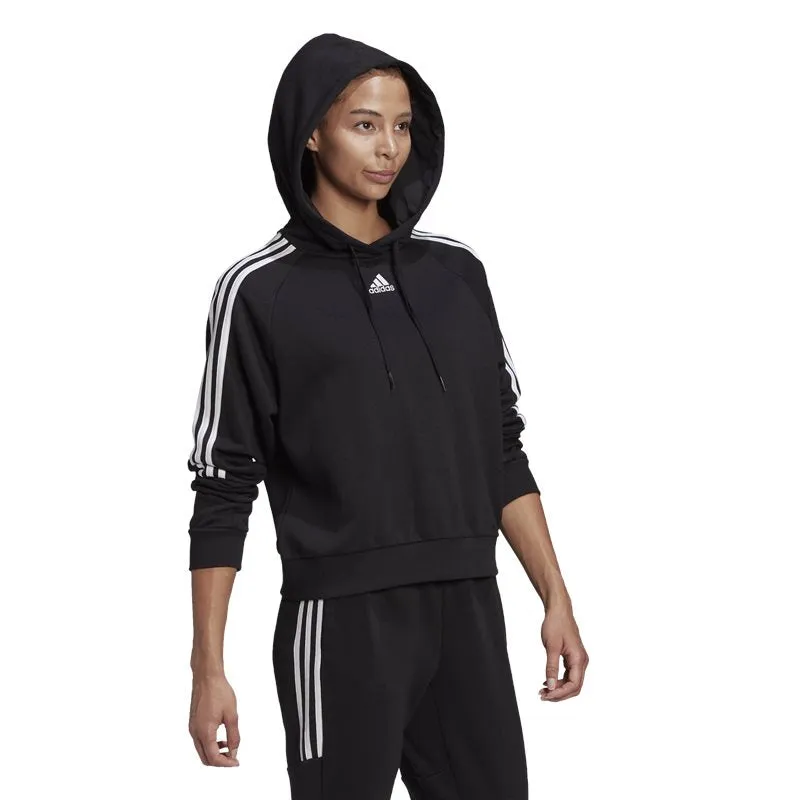 adidas Essentials 3 Stripes Cropped Hoodie - Womens - Black