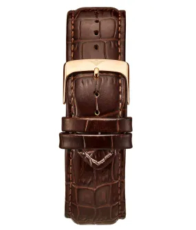 Alligator Embossed Brown Leather 24mm Strap