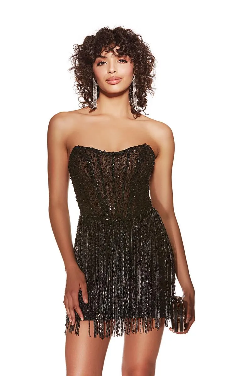 Alyce Paris Corset Fringe Homecoming Dress 4940