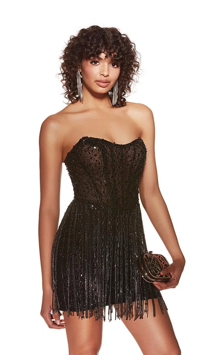 Alyce Paris Corset Fringe Homecoming Dress 4940