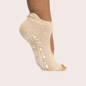 BAHE Grounded Grippy Opentoe Socks - Dusty Beige