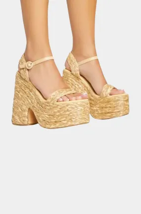 Bardot Raffia Platform Heels