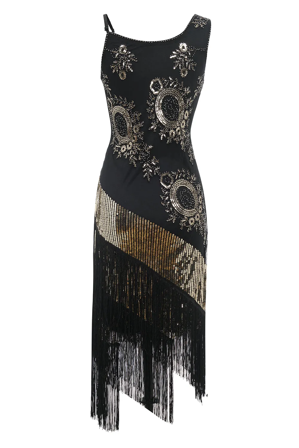 Black Fringe Seuqins Gatsby Dress