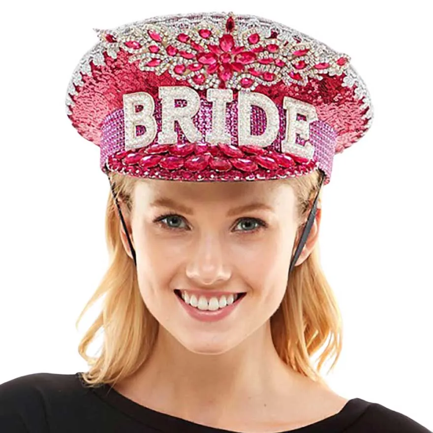 Bride Message Accented Sequin Bling Hat