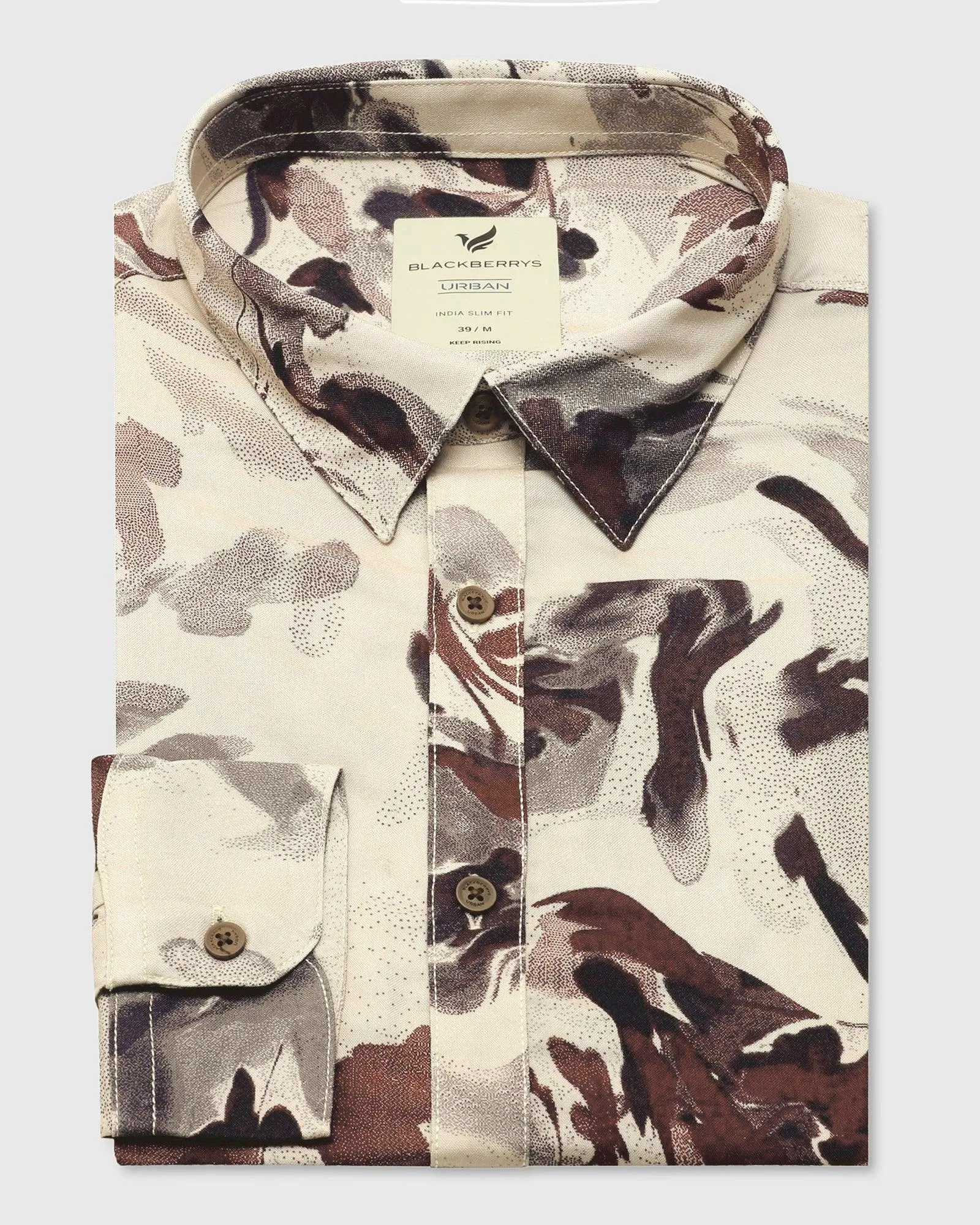 Casual Beige Printed Shirt - Velma