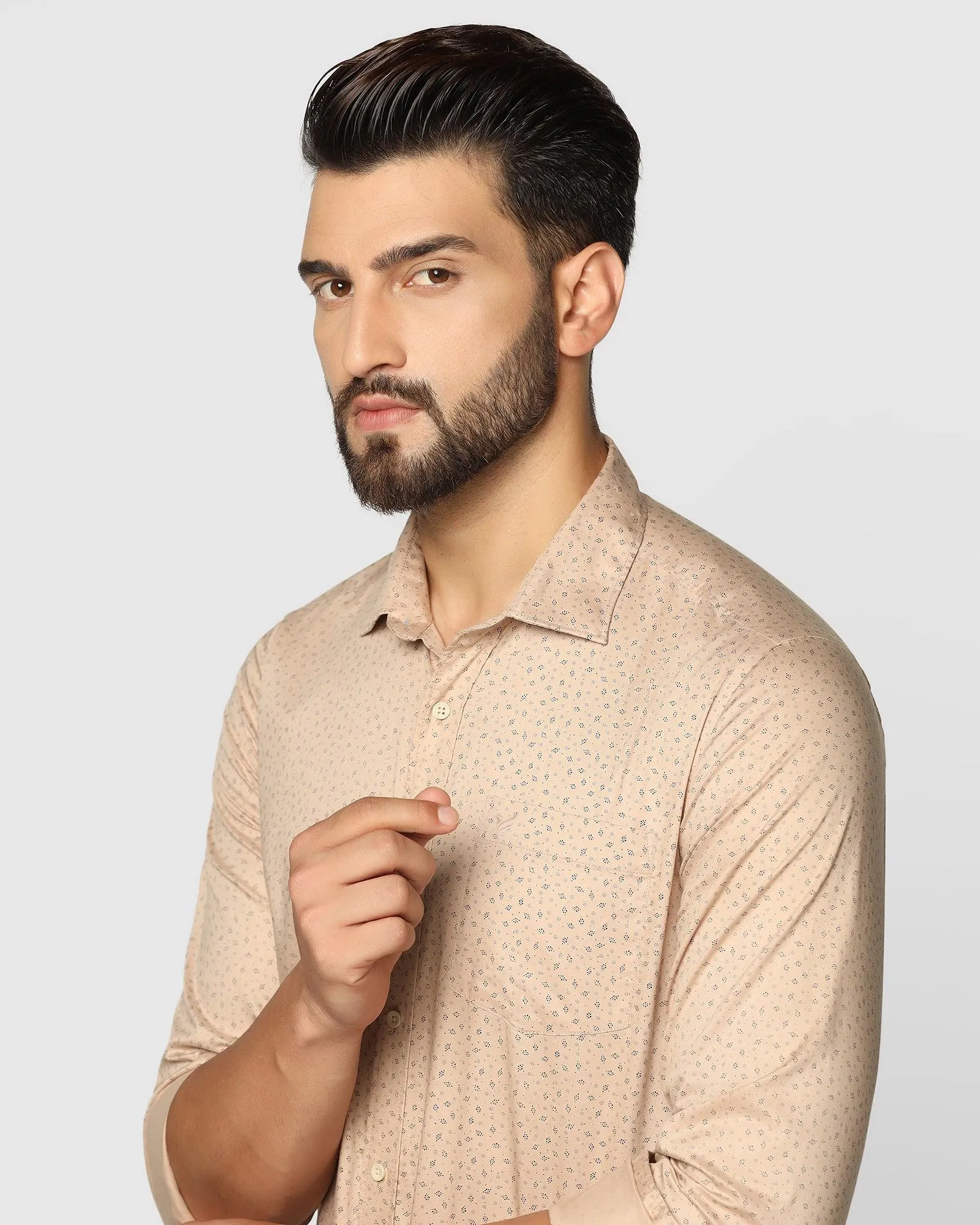 Casual Beige Printed Shirt - Volga