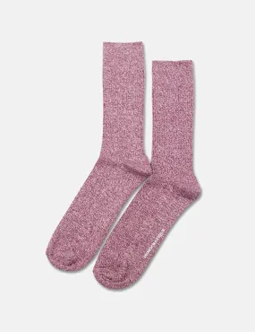 Democratique Originals Rib Ultralight Supermelange Socks - Wild Berry/Off White