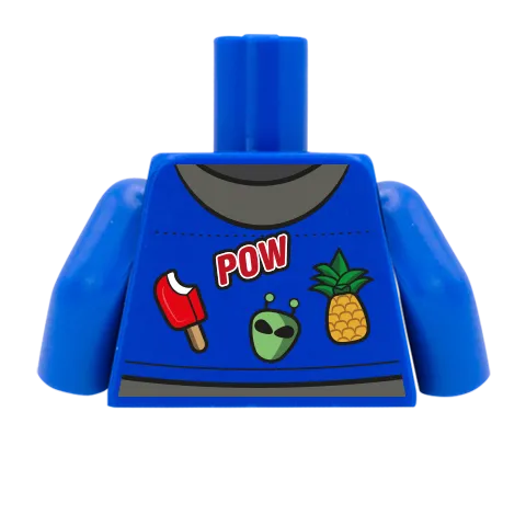 Denim Jacket with Patches - Custom Design Minifigure Torso