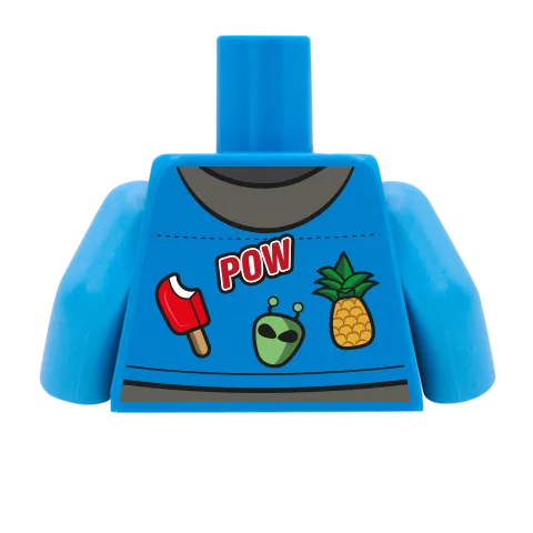 Denim Jacket with Patches - Custom Design Minifigure Torso