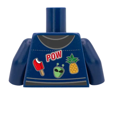 Denim Jacket with Patches - Custom Design Minifigure Torso