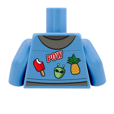 Denim Jacket with Patches - Custom Design Minifigure Torso