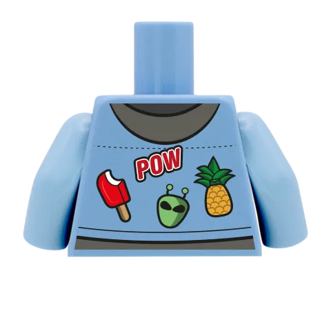 Denim Jacket with Patches - Custom Design Minifigure Torso