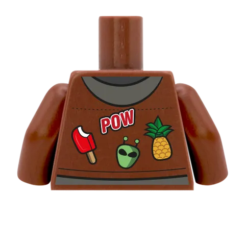 Denim Jacket with Patches - Custom Design Minifigure Torso