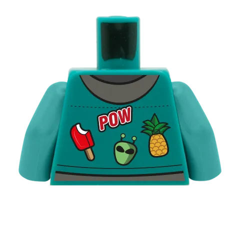 Denim Jacket with Patches - Custom Design Minifigure Torso