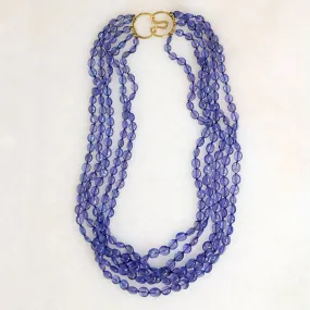 Dreamy Five Strand Tanzanite Beads with Gold Clasp