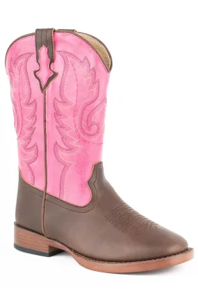 Girl's Roper Brown & Pink Western Square Toe Boot