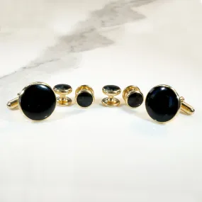 Glossy Onyx Cufflink & Stud Set