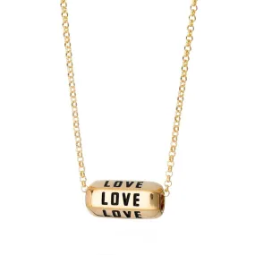 Gold Plated Love is All Around Necklace (Black)