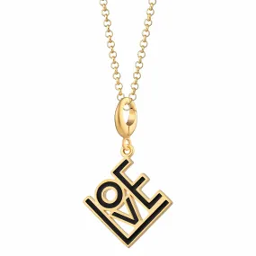 Gold Plated LOVE Necklace (Black)