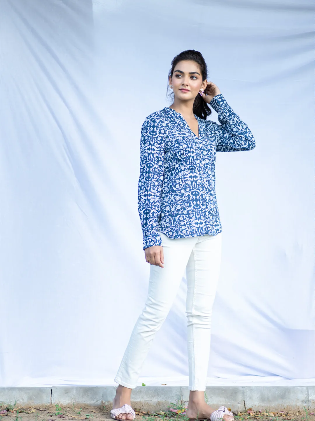 Indian Blue Lotus Cotton Shirt