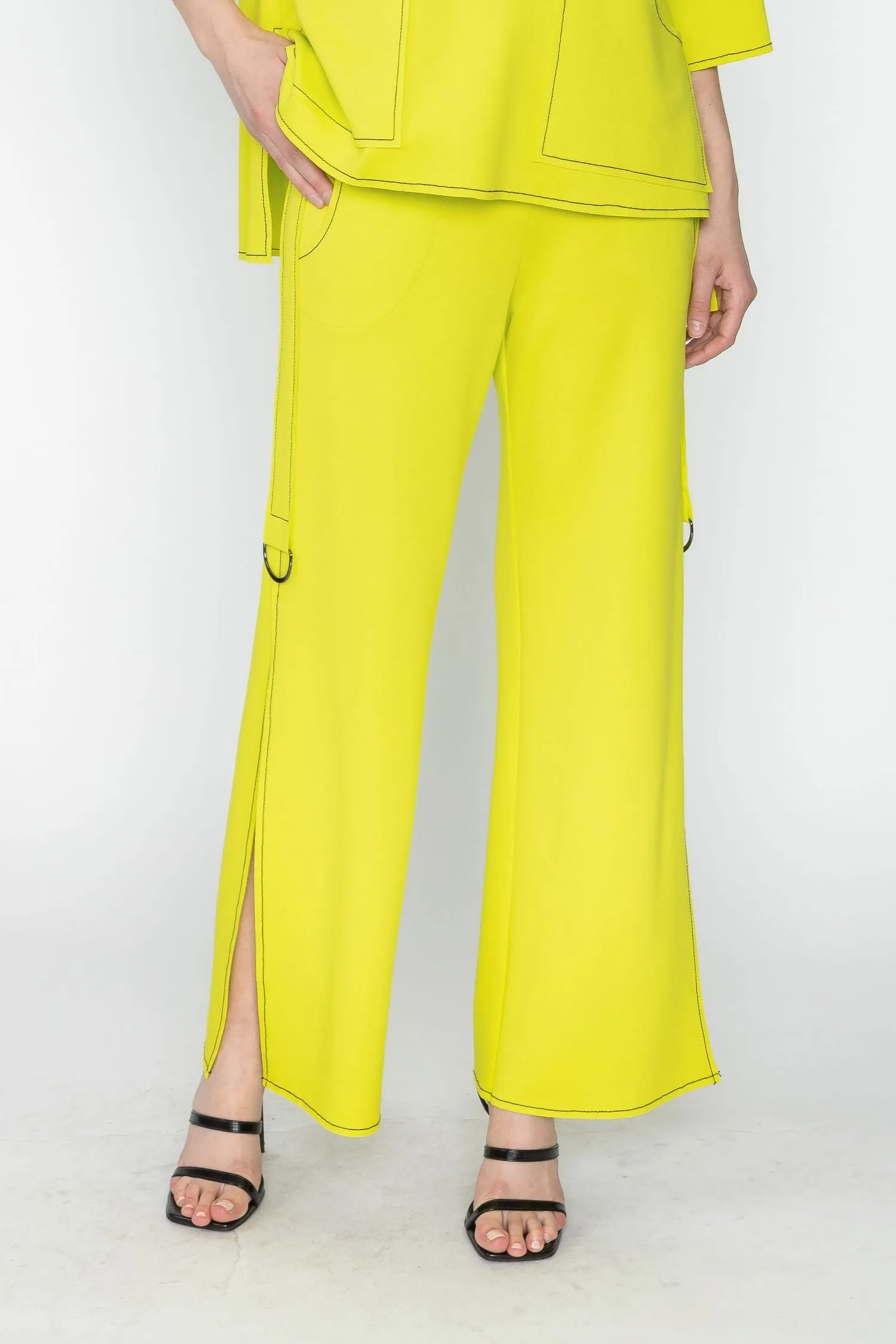 Lime Side D-Ring & Bottom Open Detail Pants