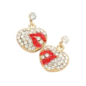 Pave Heart Lips Earrings