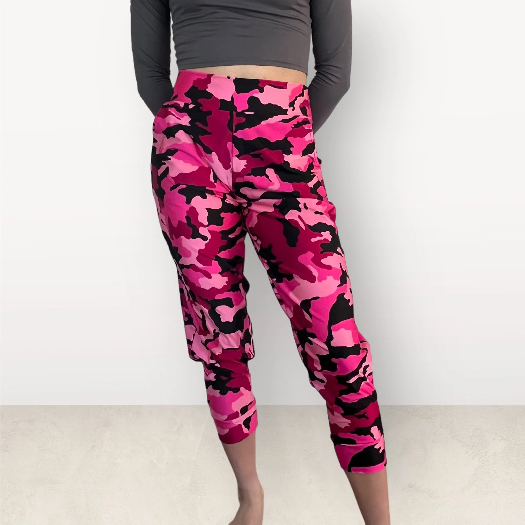 Pink Camo Joggers w/ Pockets - Jogger Pants - Rave Clothing, Festival Pants, Camouflage Pants