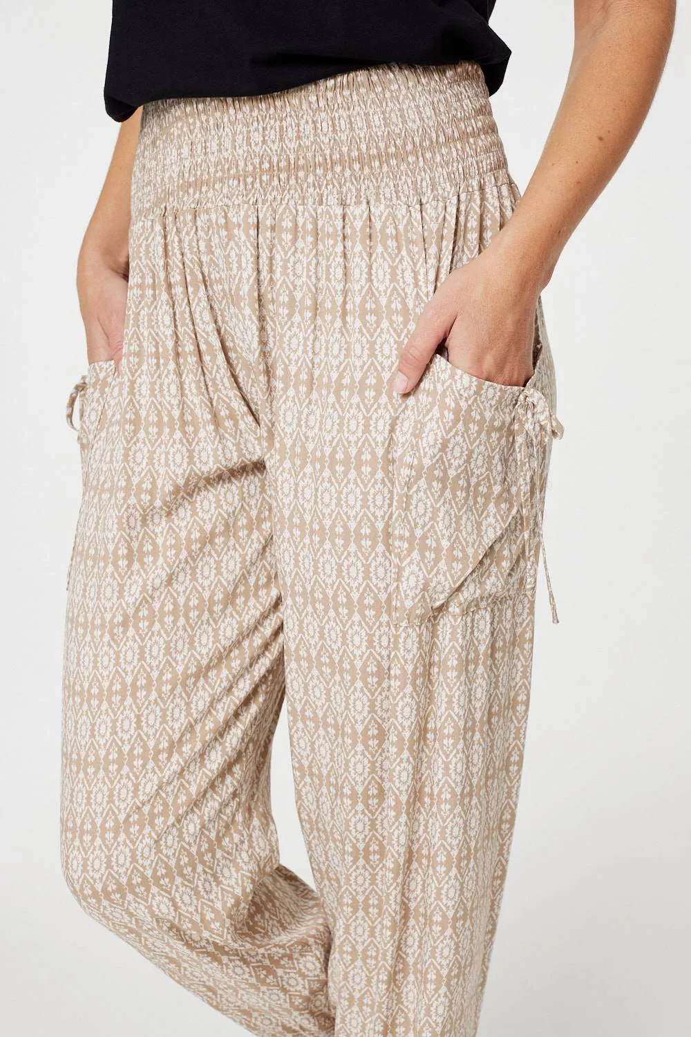 Printed Elasticated Harem Pants