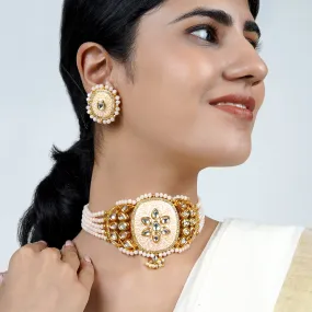 Raima Gold and Cream necklace set