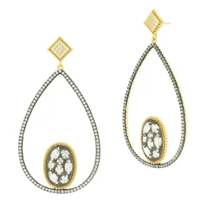 Rose D'or Open Teardrop Earrings