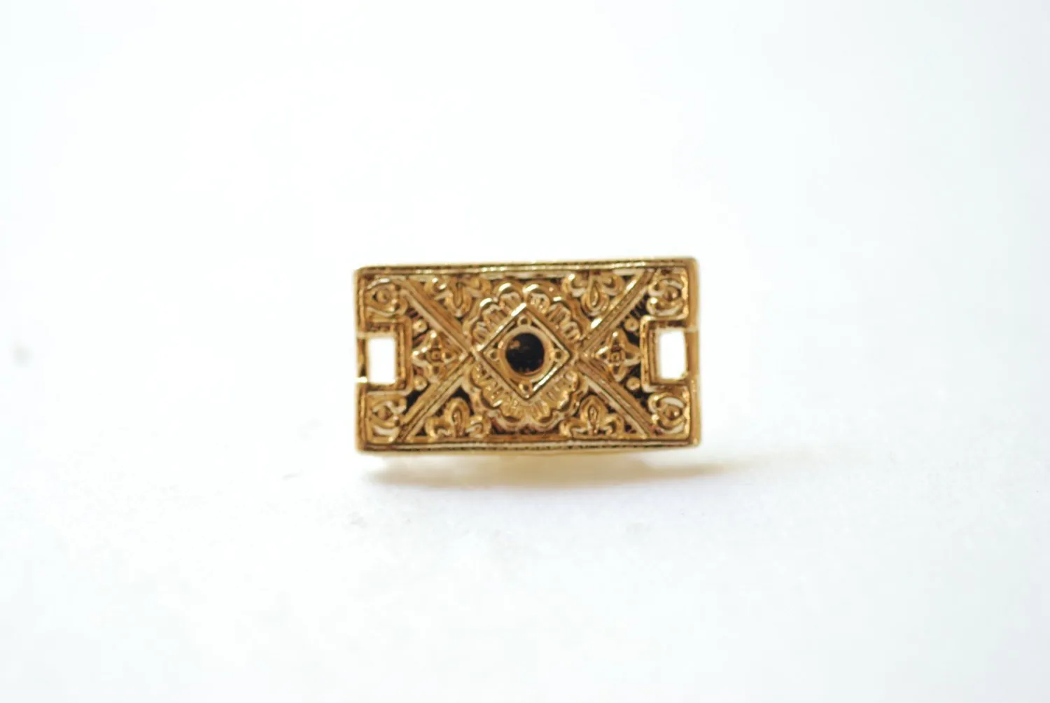 Shiny Vermeil Gold Rectangle Bar Connector- 18k gold plated over sterling silver, gold bar connector, filigree bar connector, spacer, 81