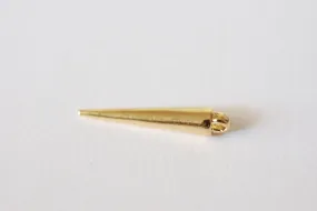 Shiny Vermeil Gold Spike Charm - 18k gold plated over sterling silver spear,  vermeil dagger, needle, gold needle, drop needle charm, 29