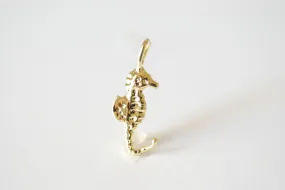 Shiny Vermeil Wholesale Gold Seahorse- 18k gold over sterling silver Seahorse Charm, Gold Sea life Charm, Gold Sea creature, gold plated charms, 141