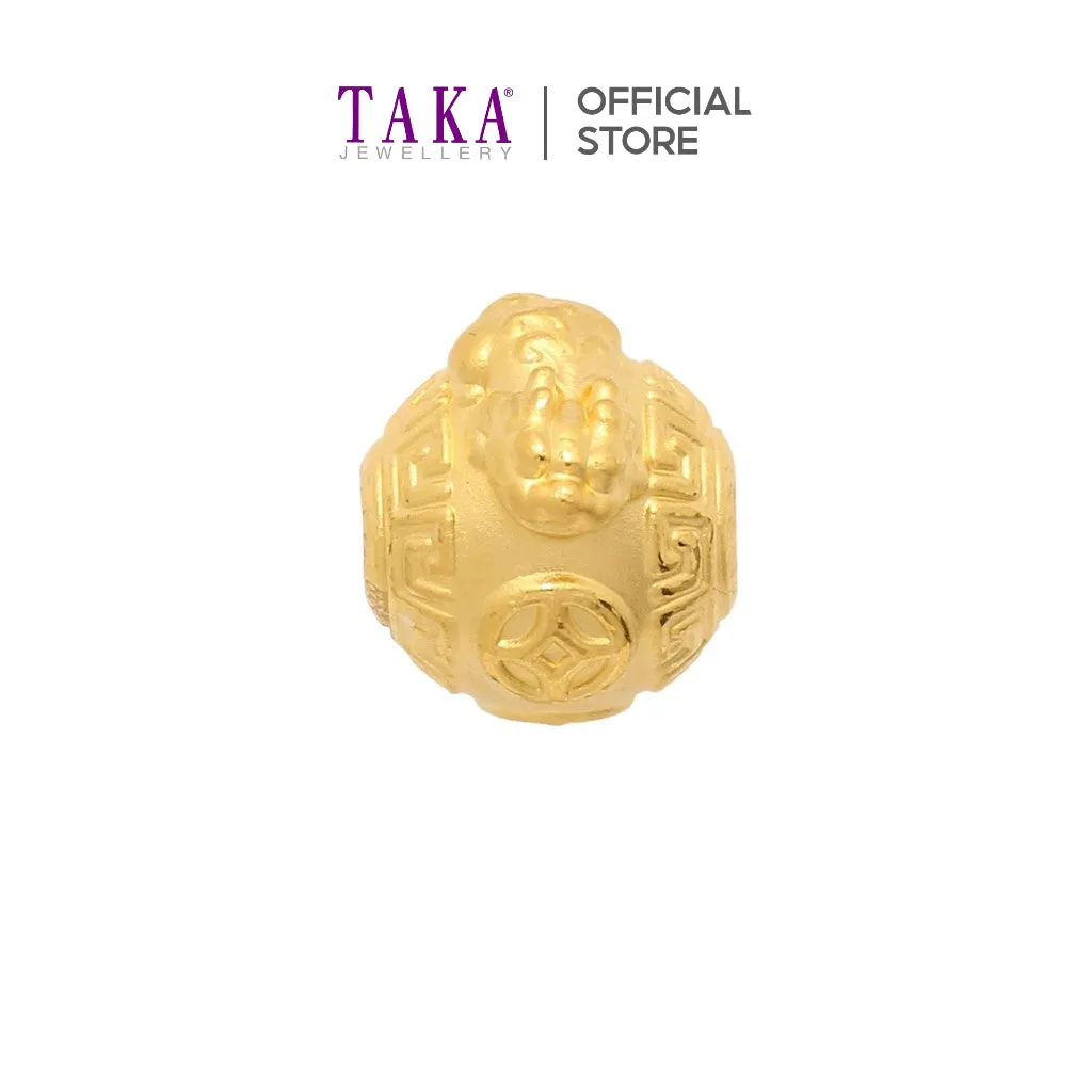 TAKA Jewellery 999 Pure Gold Charm Beads Bracelet Pixiu ZhuanYunZhu