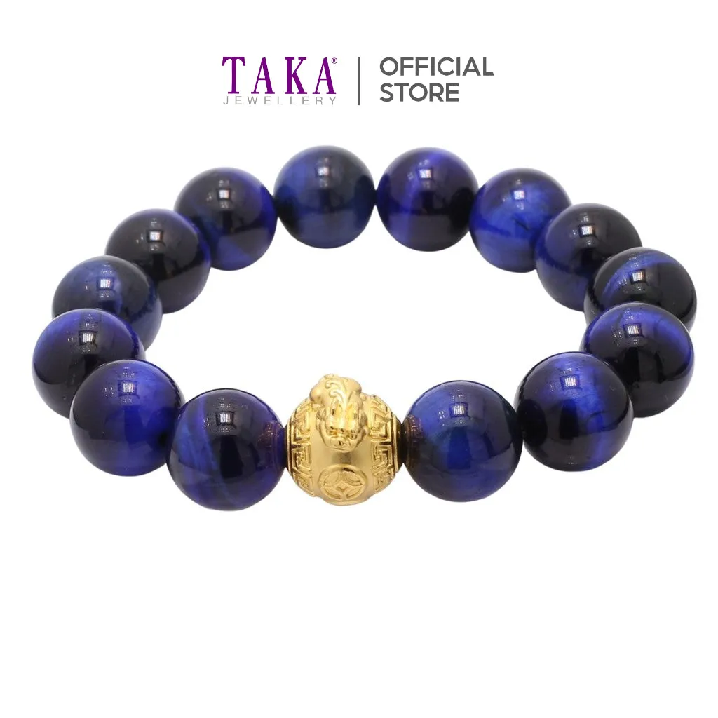 TAKA Jewellery 999 Pure Gold Charm Beads Bracelet Pixiu ZhuanYunZhu