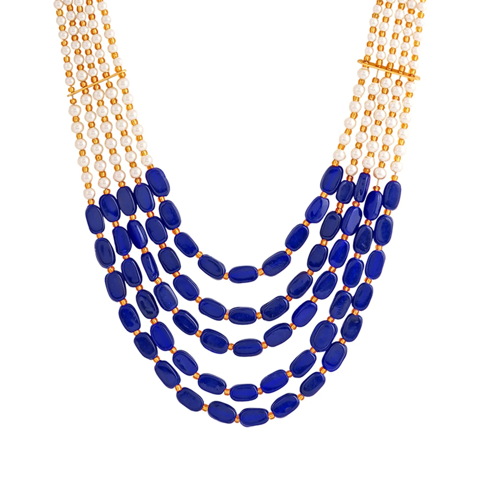 Teejh Aarushi Blue Bead And Pearl Necklace