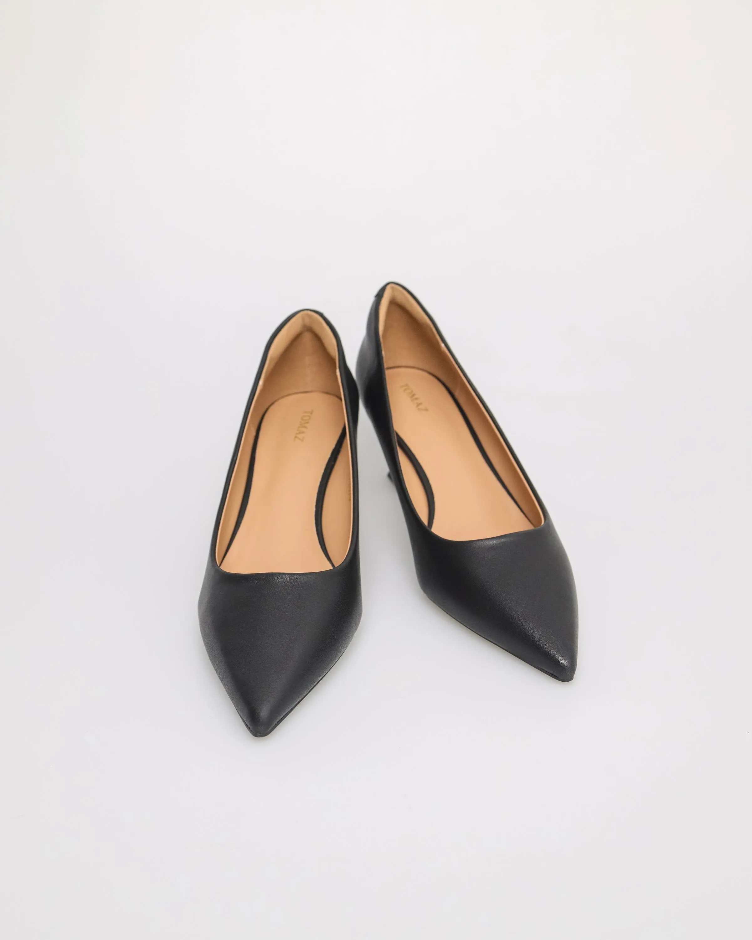 Tomaz FL070 Ladies Glossy Low  Heels (Black)