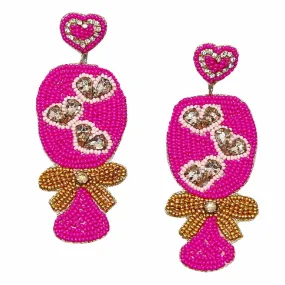 Trendy Heart Wine Glass Seed Bead Earrings