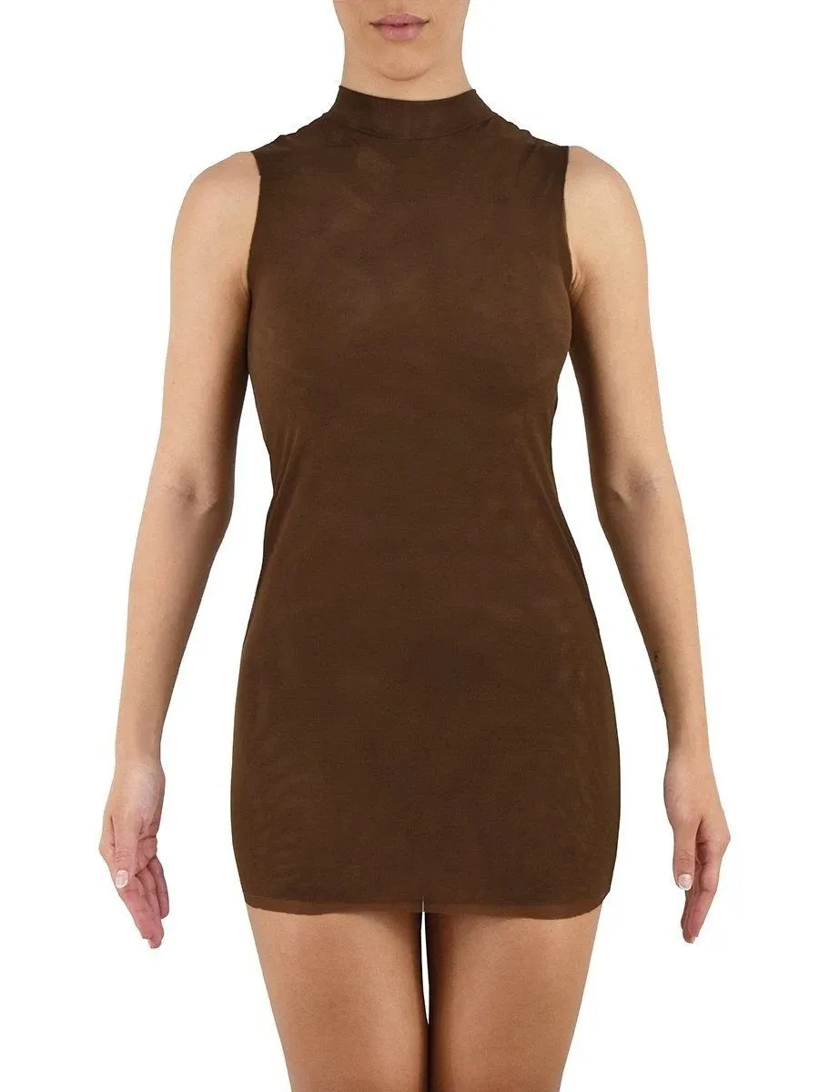 TYRA MESH DRESS | CHOCOLATE