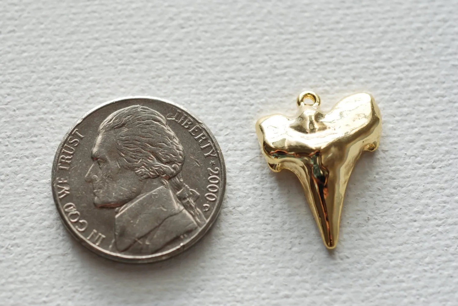 Vermeil Gold Wholesale Shark Tooth Charm, Shark Tooth Pendant, Vermeil Shark Tooth,18k gold plated over Sterling Silver