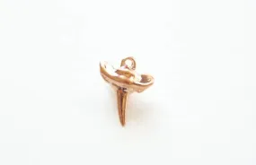 Vermeil Rose Wholesale Gold Shark Tooth, Small Vermeil Shark Tooth, Glossy Rose Gold Shiny Shark Tooth Charm,18k gold over Sterling Silver Shark Tooth