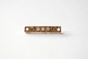 Wholesale Vermeil gold hammered Bar connector charm- 18k gold plated Gold Bar Pendant, Bar with Crystals, Rectangle Bar with CZ stones Connector Link